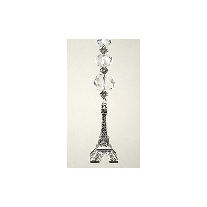 Silvery Eiffel Tower with Clear Faceted Glass Ceiling Fan Pull