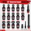 WETT 18-Piece 1/2" Drive Shallow Impact Universal Joint Socket Set,