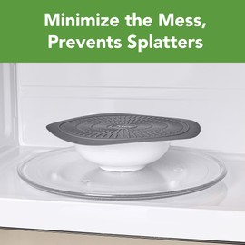 Tovolo 10" Silicone Microwave Mat, Charcoal - Multi-Use Heat Barrier Mat with Thermal Ridges, Even Reheating, Doubles as Non-Slip Trivet, Jar Opener & Splatter Guard for Kitchen, Dishwasher Safe