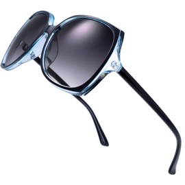 The Fresh Women's Oversized Square Jackie O Cat Eye Hybrid Butterfly Fashion Sunglasses - Exquisite Packaging, 727703-crystal Blue/ Black Paint, X-Large