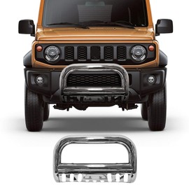 MOTORHOT Front Bumper Bull Bar Grille Guard Replacement for 2000-2006 Toyota Tundra and 2001-2005 Sequoia Stainless Chrome Bull Bar 2.5" Push Front Bumper Grill Grille Guard with Skid Plate