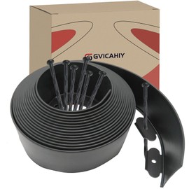 Landscape Edging Tall Wall,Garden Edging Border,Lawn Edging and Landscape Border No Dig Flower Bed Border Plastic Garden Edging Border Rubber Landscape Edging (Plastic Stakes, Black-33feet-Tall Wall)