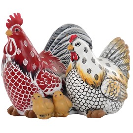 LAIKEARTS Chicken Family Decorative Sculpture, Indoor/Outdoor Outdoor Garden Statue,Rooster, Hen, Chick Garden Sculpture,Rustic Hen Outdoor Statue