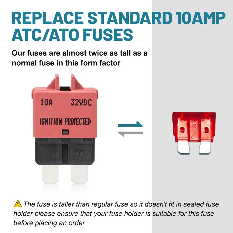 NuIth Manual Reset Mini Fuse Circuit Breakers 10A, E39 Low