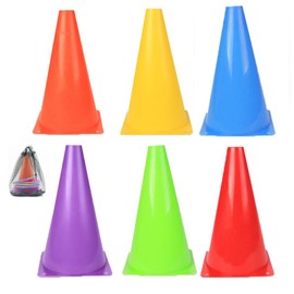 12 Pcs Soccer Cones, 7 Inch Football Training Cones, Cones Sports Training Agility Field Marker Cones, Place Multipurpose Training Cones, Indoor Outdoor Activity Events Games Obstacle Course(5Colors)