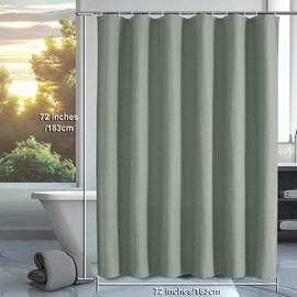OVZME Sage Green Shower Curtain Set, Waffle Textured Heavy Duty Fabric Shower Curtain for Bathroom, Luxury Hotel Weighted 230GSM Bath Curtain with 12 Plastic Hooks, Machine Washable, 72x72
