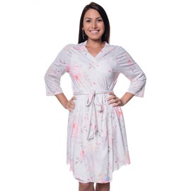 MOMMY O CLOCK Maternity Robe, Milk Silk Womens Nursing Gown Tie Front, Lightweight Labor and Delivery Nursing Robe Lounge Wear, Machine Washable, Knee Length (Light Pink Roses, S/M (0-12))