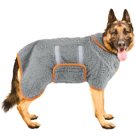 Bienbee Dog Bathrobe, Quick Drying Super Absorbent Dog Robes for After Bath, Warm Keeping Dogs Towel, Dogs Bath Supplies, Gray XXL