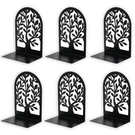 Wintfarm Metal Bookend (Pack of 6) 17 x 12 x 9 cm, Book Holder Reading Stand, Book Stand for Reading Stand, Music Stand, Bookends for Office, School, Home, Library (Tree)