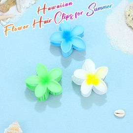 CASDRE Flower Hair Claw Clips Matte Hawaiian Plumeria Hair Clips Strong Hold Hair Accessories for Women (Pack of 3) (Flower B, One Szie)