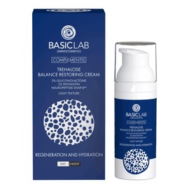BasicLab Dermocosmetics Leichte Gesichtscreme mit Trehalose für Tag und Nacht | 50 ml | Regeneriert und befeuchtet die Haut, Verlangsamt den Hautalterungsprozess, ideal als Make-up-Unterlage