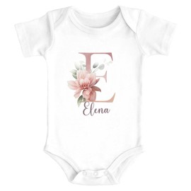 SpecialMe® Baby Body mit Namen und Initiale personalisiert Wunschname Geschenk Geburt Mädchen Bio-Baumwolle Weiss 3-6 Monate