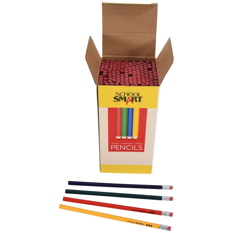 School Smart Traditional No 2 Pencils, Assorted Colors, Pack of