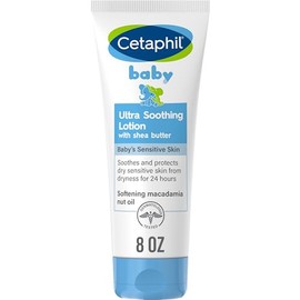Cetaphil Loción ultra calmante para bebé con manteca de karité, hidrata y calma la piel seca, 8 onzas
