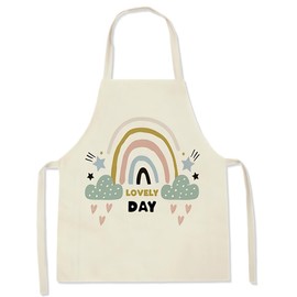 Linen Kitchen Apron Children, Children's Apron, Nursery Cooking Apron for Girls Boys, Rainbow Apron for Children for Painting