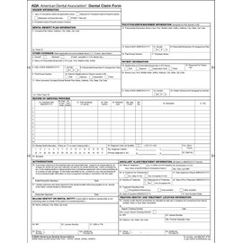 2024 New ADA Dental Claim Form- 2500 sheets