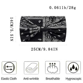 Headbands Women's Wide Hair Band Boho Floral Print Knot Elastic Running Yoga Head Wrap Hair Bands (3 Colours)