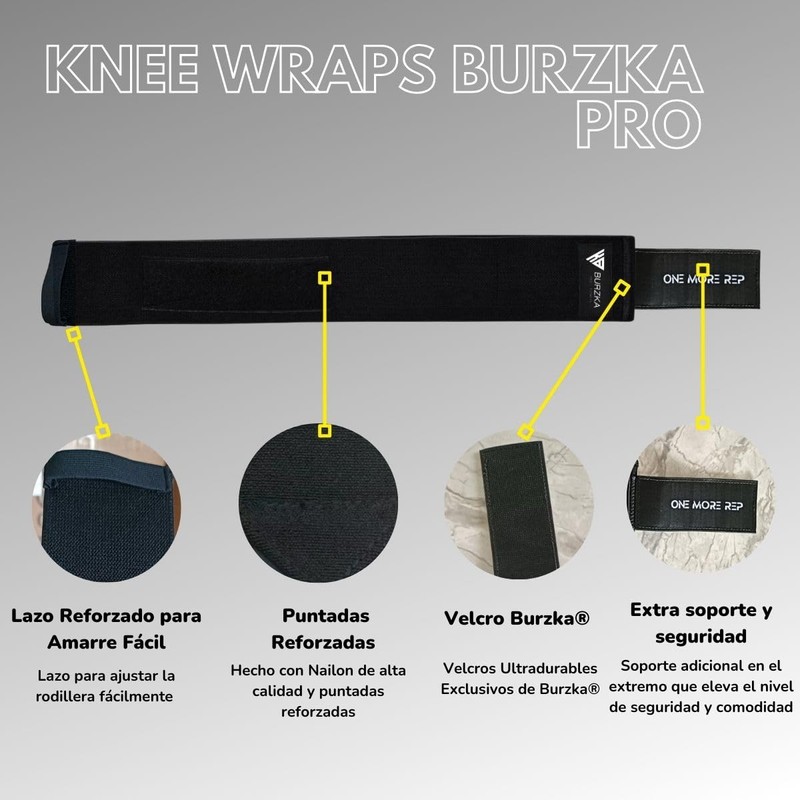 BURZKA Knee Wraps Rodilleras Venda Compresion Elastica Gym Profesionales Para