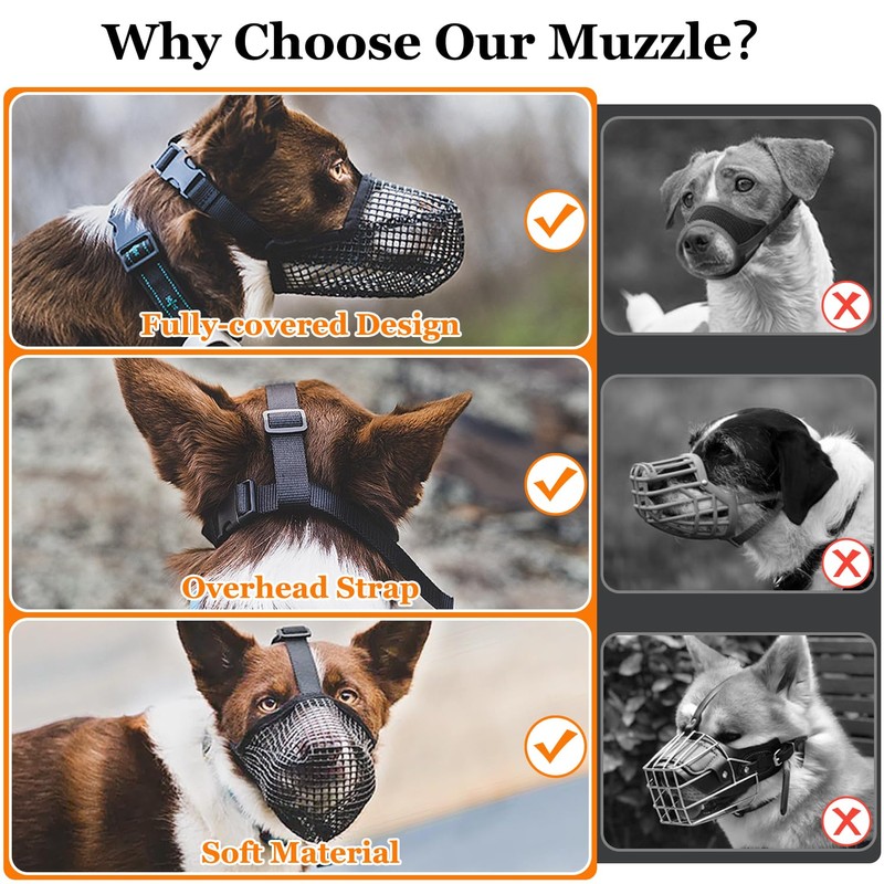 Crazy Felix Dog Muzzle, Soft Mesh Muzzle for Small Medium