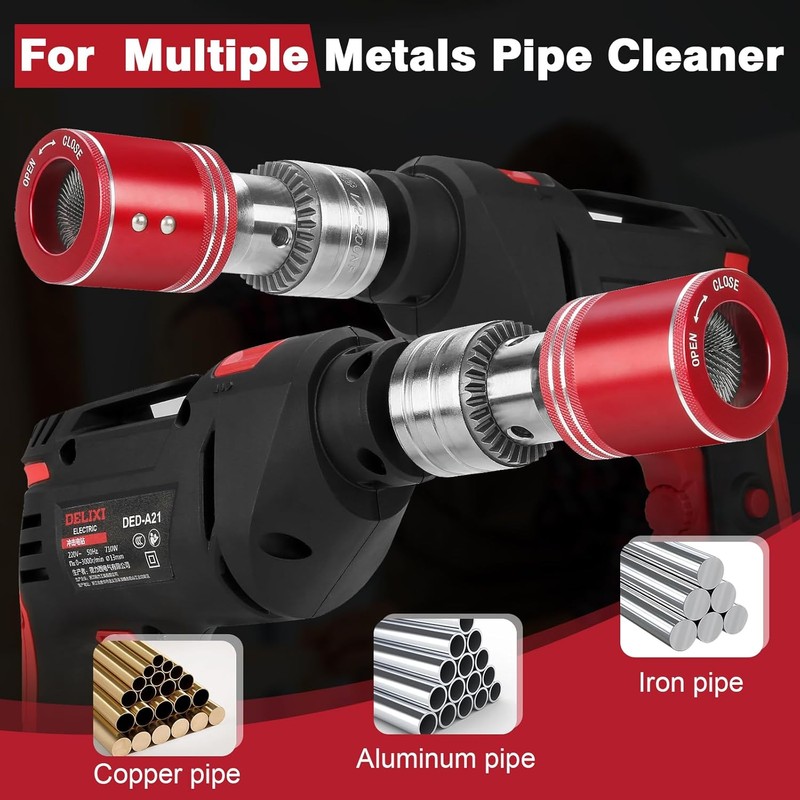 3 Pieces Set 1/2" 3/4" 1" Metal Copper Pipe Cleaner