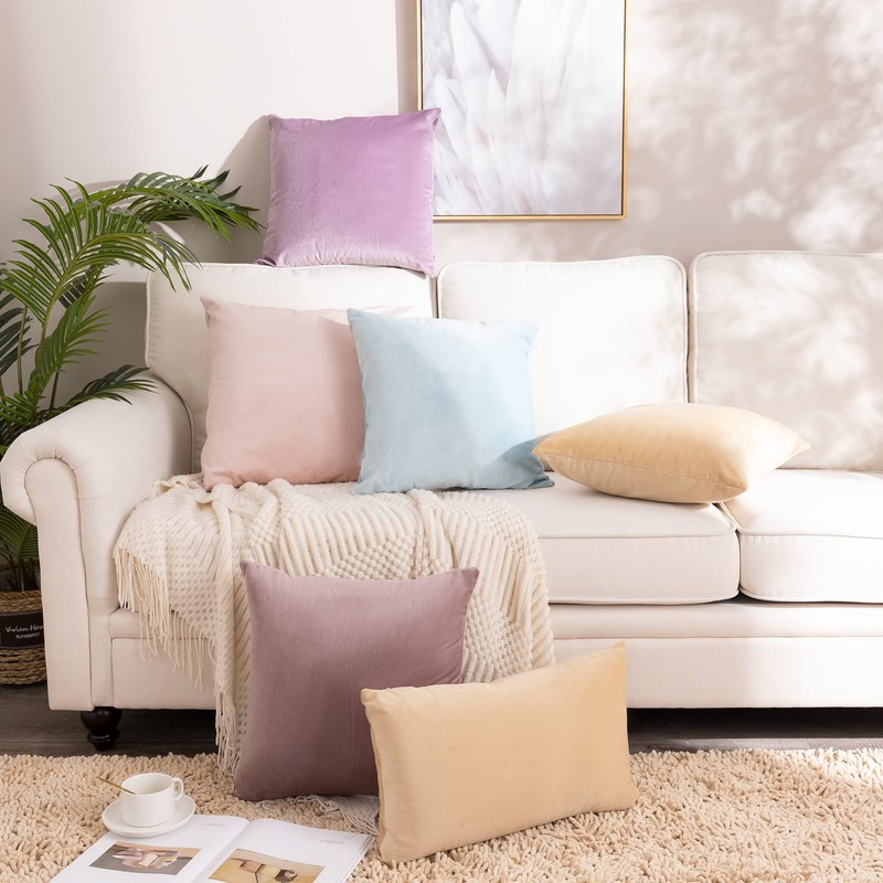 Stellhome Soft Velvet Throw Pillow Covers Square Decorative Cushion Covers