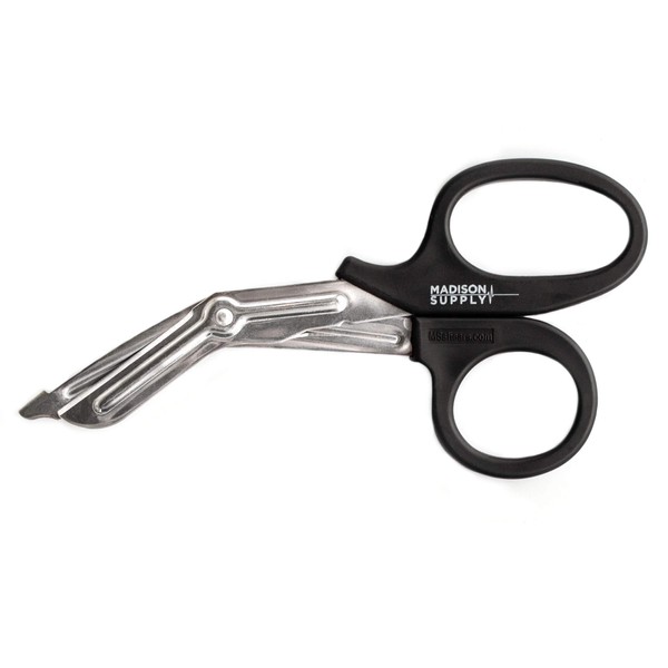 Madison Supply - Medical Scissors, EMT and Trauma Shears, Premium Quality 7.5" (1-Pack, Black/Stainless)