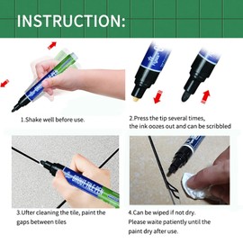 5 PCS Tile Grout Pen Home Repair Pen Tile Paint Markers for Tiles Floor Wall Bathroom Kitchen Repair Tools (Dark Gray)