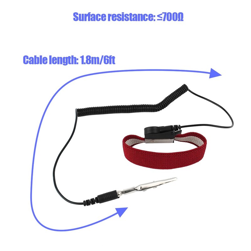 Tiiyee Antistatic Hand Strap Adjustable Band Grounding Bracelet for Grounding