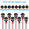 Linkstyle 8Pcs 1/2" 12V LED Indicator Light, Waterproof Metal Pilot