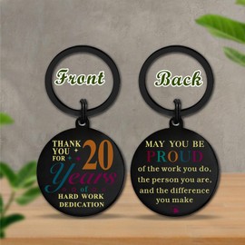 iyaone 20 Years Work Anniversary Employee Gifts - 20 Years Work Anniversary Keyring - 20 Years Work Anniversary Keyring Gift for Men Women