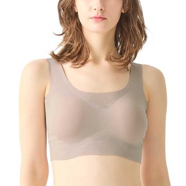 Gunze MC2055P Women's Half-Top Bra, Acedron, Sweat Absorption Pads, Chest Sweat and Underarm Sweat Protection, Sweat Absorbent, Quick Drying, Smooth Material that Prevents Stuffiness, beige heather, M