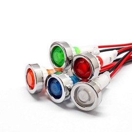 12V-400V LED Warning Light 3 Colors 10mm Indicator Lamp Car Van Boat Indicator Light Pilot Dash Dashboard Panel Warning Lamp Red/Green/Yellow