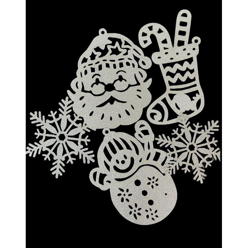 Norinoya 20PCS Glittering Snowflake Hanging for Tree Decorations Christmas Santa