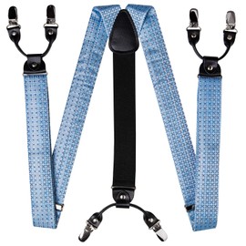 DiBanGu Mens Sky Blue Dots Suspender and Bow Tie Set Adjustable Elastic Clip On Braces for Party Gift