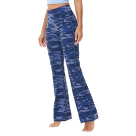 BUBBLELIME 29"/31"/33"/35"/37" 4 Styles Women's High Waist Bootcut Yoga Pants - Basic Printed_Navy_CAMO L-29 Inseam