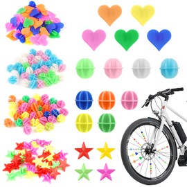 Pack of 144 Colourful Bicycle Spoke Decorations, Bicycle Beads Spoke Children, Reflective Spoke Clicker Children, Spoke Reflectors Bicycle Children for Road Bikes, Children's Bicycles