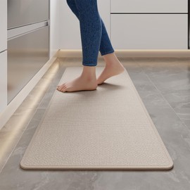 YDKGL Kitchen Runner Rug, Super Absorbent Non Slip Washable, Soft Imitation Linen, Beige, 17x47