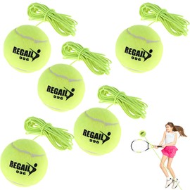 Snowtain 5 Pcs Tennis Ball and String Replacement, Self Practice Tennis Ball Trainer Resiliency Tennis Ball, Ball and Tether Replacement Tether Ball