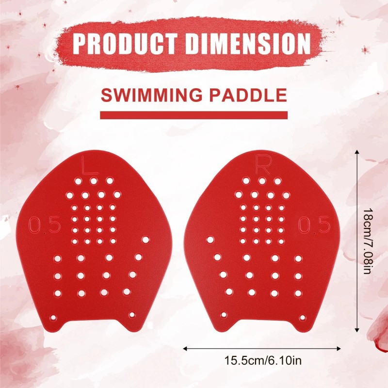 NQEUEPN Swimming Paddle Hands, Paddles Equipment Lightweight Medium, red