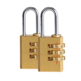 Wareway 2PCS Brass Resettable Combination Padlock, Suitcase Luggage Backpack Baggage Locker Coded Lock Password Padlock 3-Digit Lock (2pcs)
