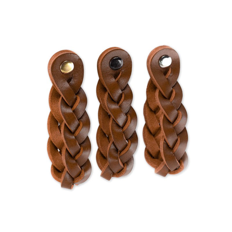 Brute Strength - Leather Drawer Pulls - Braided - Cognac