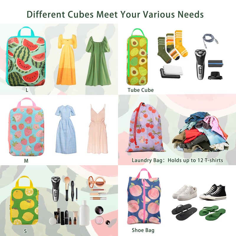 6 Pcs Compression Packing Cubes for Travel, Waterproof Luggage Organizer