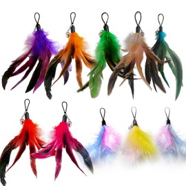 10-Pack of Vibrant Feathered Cat Toy Refills: Perfect Wand Attachments for Indoor Cats, Enhance Your Pet's Playtime with Exciting Replacement Feather Cat Toys (B 10pcs Feather Refills)
