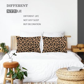 Leopard Print Throw Pillow Cover Queen Size Set of 2 Cheetah Safari Wild Animal Skin Texure Wildlife Lumbar Pillow Case Decorative Standard Pillow Cases with Zipper Cushion Covers for Bed,Sofa 20"x30"