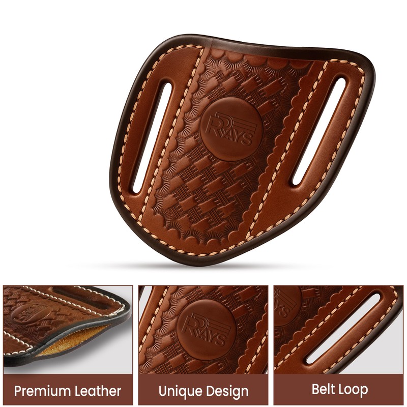 Leather Knife Sheath for Belt Pocket Folding Knife Holder Compact