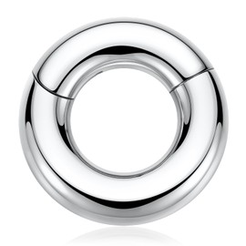 Silver Nose Rings & Earrings - 12mm Thick, 4 Gauge, Conch, Hinged Clicker Bull Nose Hoop Lobe Earrings