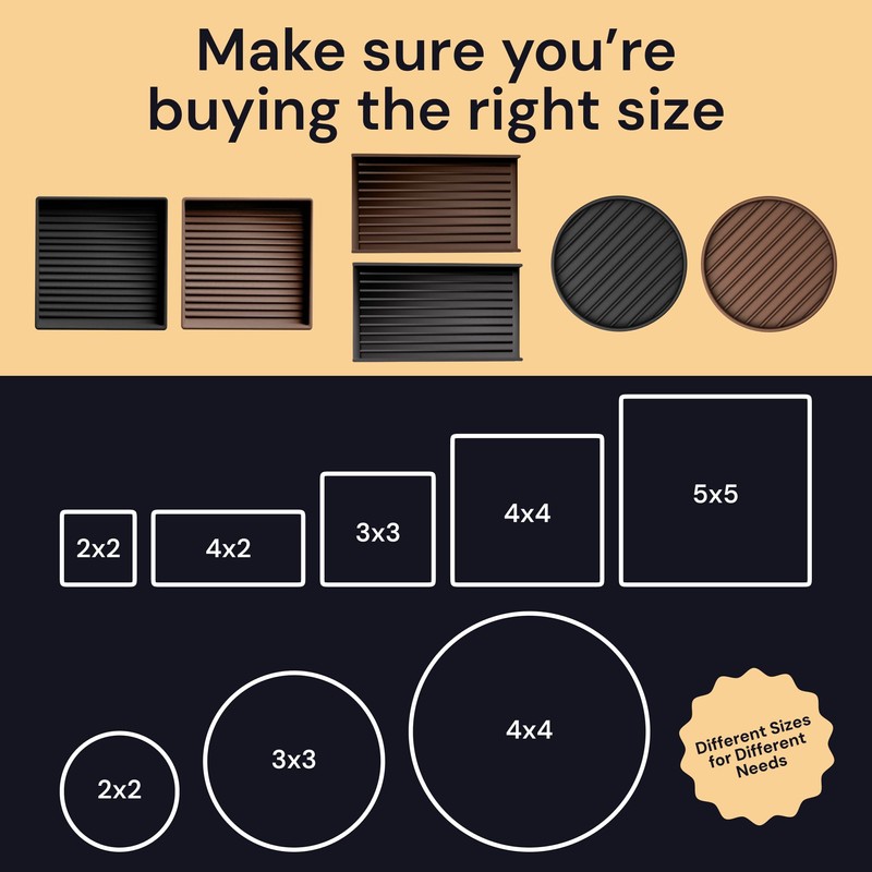 CasterMaster Non-Slip Furniture Pads - 5x5 in Black, 4 Pack