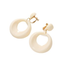 70s80s Dangle Earrings for Women Retro Clip On Earrings Acrylic White Earrings for Women Dangle Disco Earrings Jewelry 70s Accessories Birthday Party Jewelry-Round Clip On White