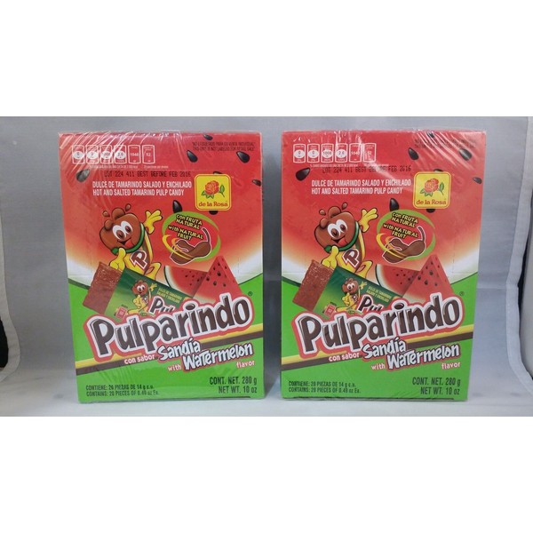 Pulparindo hot salted WATERMELON Flavor 2x20 10oz each box Mexican candy 40pcs 