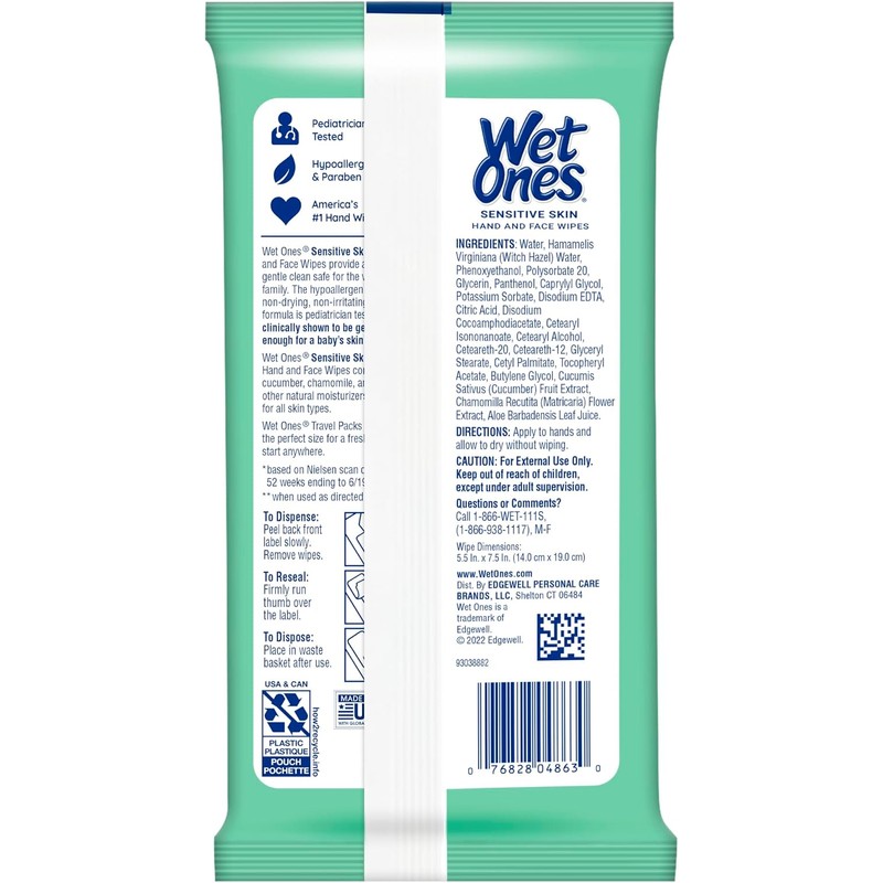 Wet Ones Toallitas antibacterianas para manos, 20 unidades (paquete de